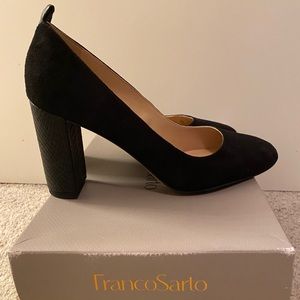 Black Franco Sarto Round Toe Heel
